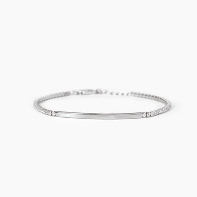 Immagine di Bracciale Uomo In Argento Con Piastra E Zirconi Bianchi Gioielli Mabina | 533818