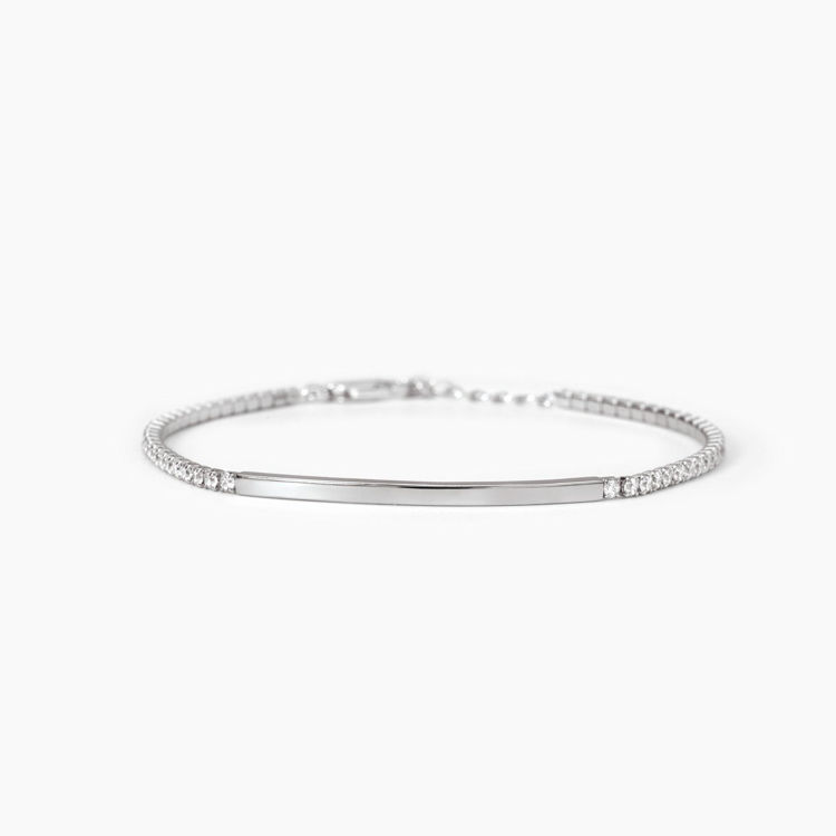Immagine di Bracciale Uomo In Argento Con Piastra E Zirconi Bianchi Gioielli Mabina | 533818