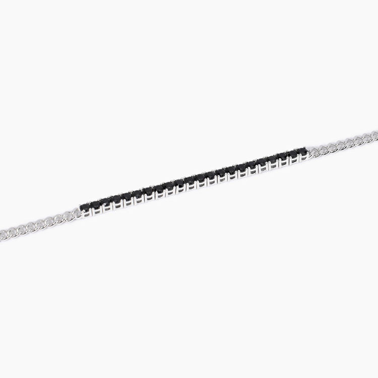 Immagine di Bracciale Uomo In Argento Con Catena Groumette E Zirconi Neri Gioielli Mabina | 533989