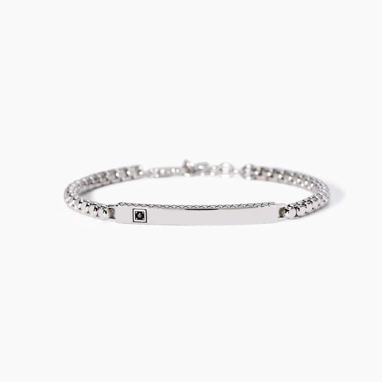 Immagine di Bracciale Uomo In Argento Con Zircone E Piastra Gioielli Mabina | 533985