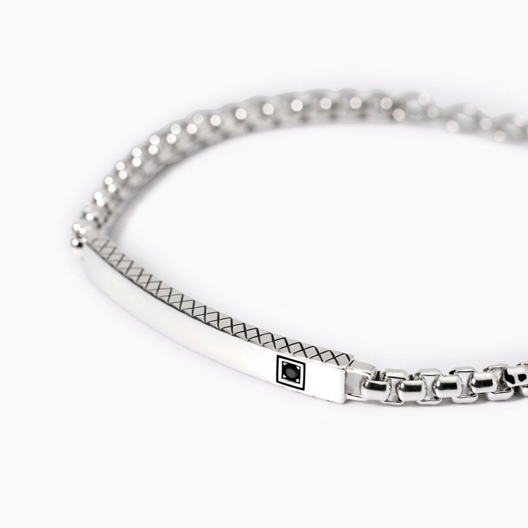 Immagine di Bracciale Uomo In Argento Con Zircone E Piastra Gioielli Mabina | 533985