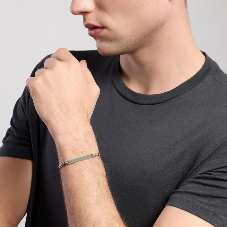 Immagine di Bracciale Uomo In Argento Con Catena Rolò e piastra Gioielli Mabina | 533707