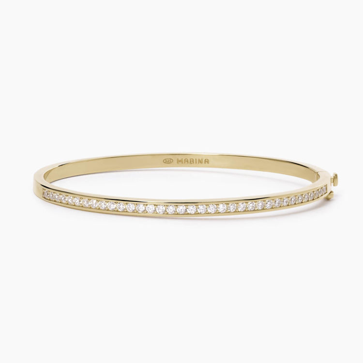 Immagine di Bracciale Rigido Argento Dorato Con Zirconi Gioielli Mabina | 533643-M