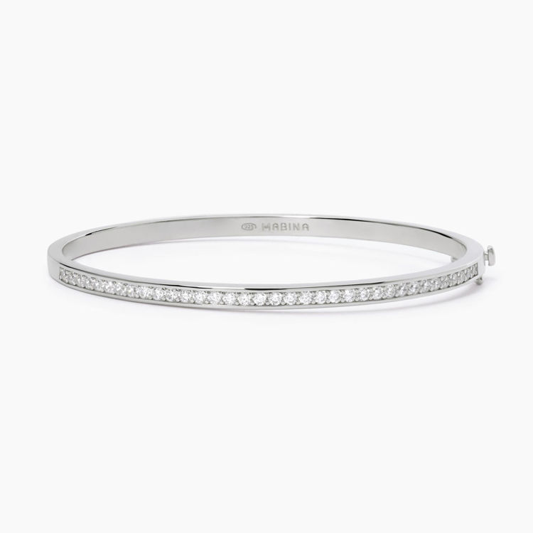 Immagine di Bracciale Rigido Argento Con Zirconi Gioielli Mabina | 533642-M