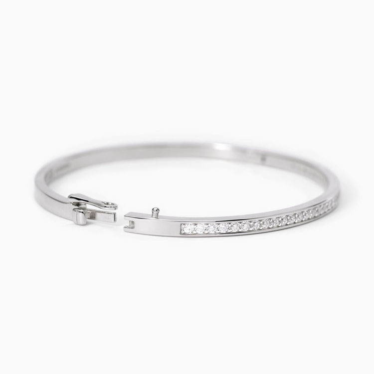 Immagine di Bracciale Rigido Argento Con Zirconi Gioielli Mabina | 533642-M