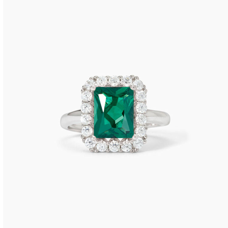 Immagine di Anello Da Donna Con Smeraldo Sintetico E Zirconi Gioielli Mabina | 523433