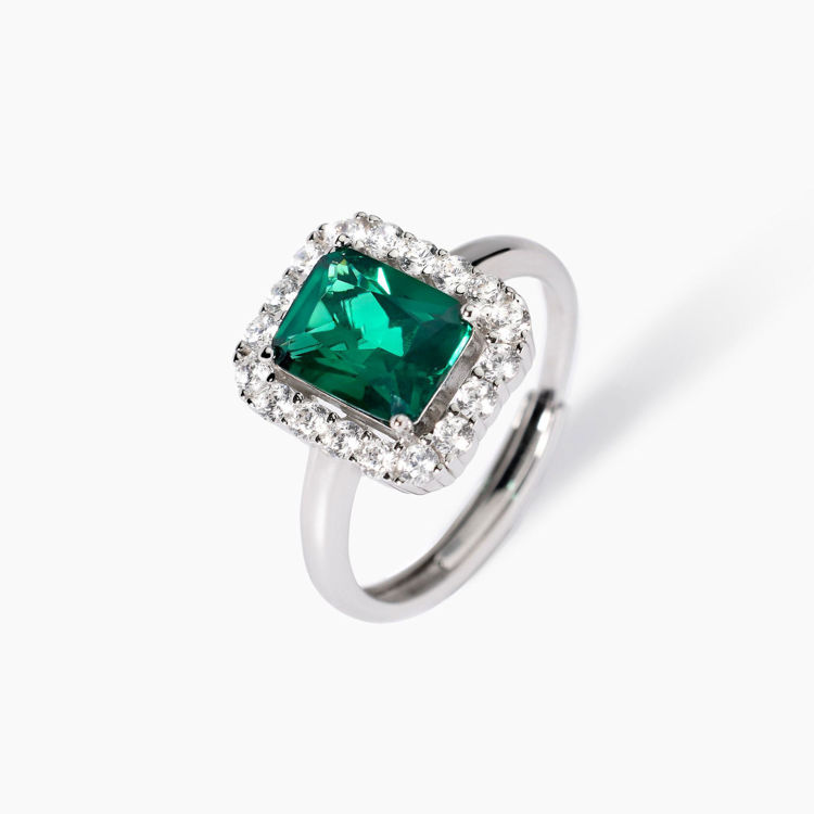 Immagine di Anello Da Donna Con Smeraldo Sintetico E Zirconi Gioielli Mabina | 523433