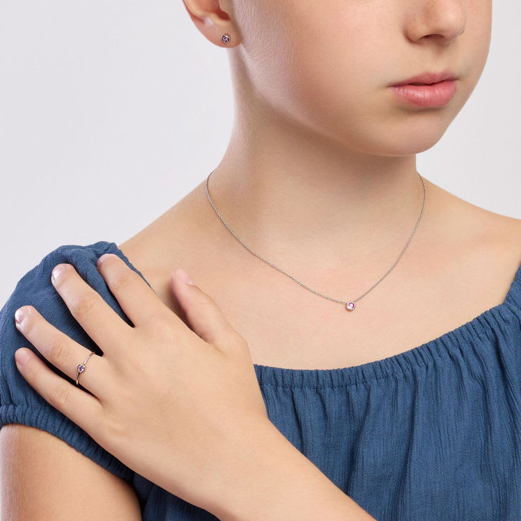 Immagine di Anello Bambina Con Corindone Rosa Sintetico Gioielli Mabina | 523425