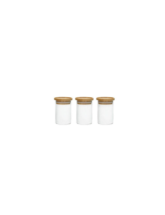 Immagine di Barattolo 3 Pezzi Portaspezie Vetro Borosilicato Con Bamboo Brandani | 96234