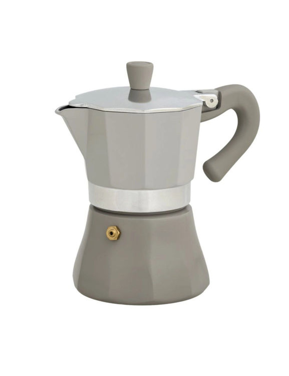 Immagine di Caffettiera Gustoexpress 3 Tazze Tortora/Cromata Alluminio Brandani | 53044