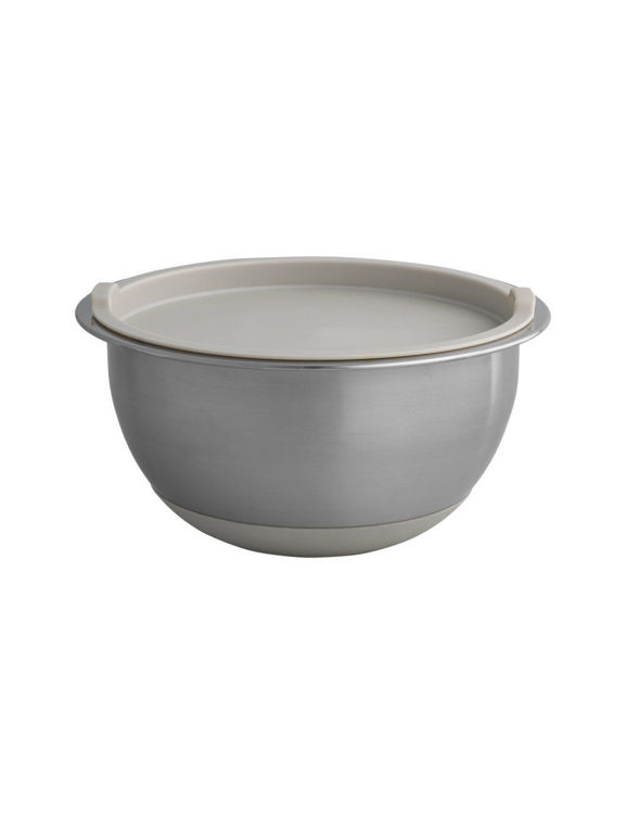 Immagine di Contenitore Bombetta Con Base E Tappo Tortora In Inox E Silicone Brandani | 53512