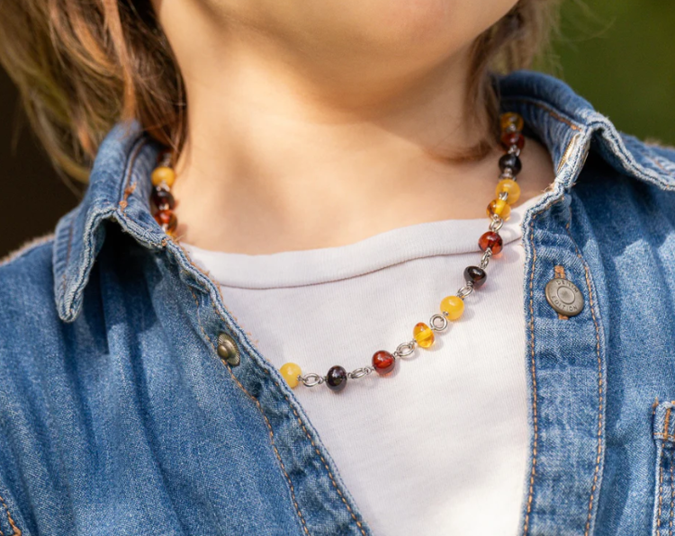 Immagine di Collana Bimbo Petite Ambra E Argento Mariacristinasterling | G4098