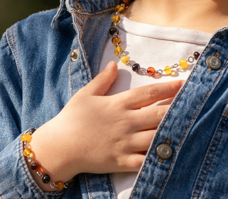 Immagine di Collana Bimbo Petite Ambra E Argento Mariacristinasterling | G4098