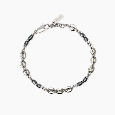 Immagine di Bracciale In Acciaio Da Uomo Con Catena Maglia Marina E Cilindri Di Ematite 2Jewels | 232643