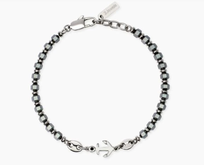 Immagine di Bracciale In Acciaio Da Uomo Con Cilindri Di Ematite Esagonale 2Jewels | 232644