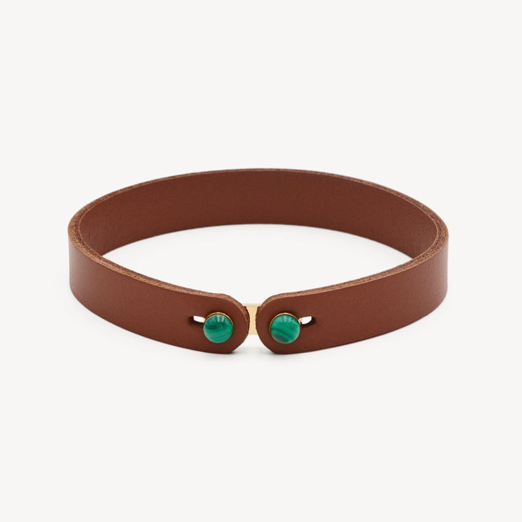 Immagine di Bracciale Uomo In Pelle Color Marrone E Malachite Ink Brosway | BIK150B