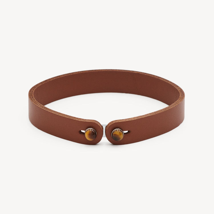 Immagine di Bracciale Uomo In Pelle Color Marrone E Occhio Di Tigre Ink Brosway | BIK153B