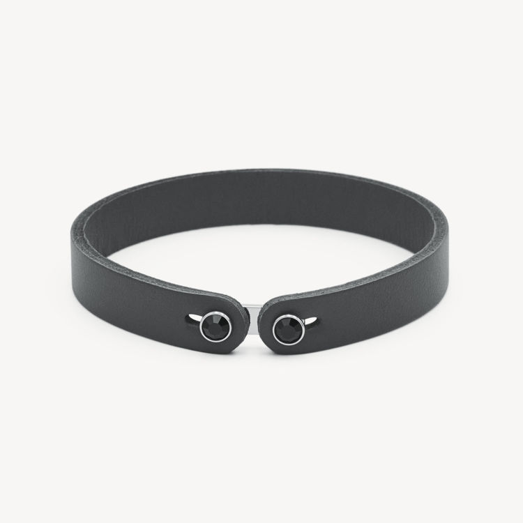 Immagine di Bracciale Uomo In Pelle Color  Grigia E Cristallo Nero Ink Brosway | BIK149B