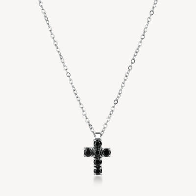 Immagine di Collana Uomo In Acciaio Avantgarde Croce Zirconi Neri Brosway | BVD02