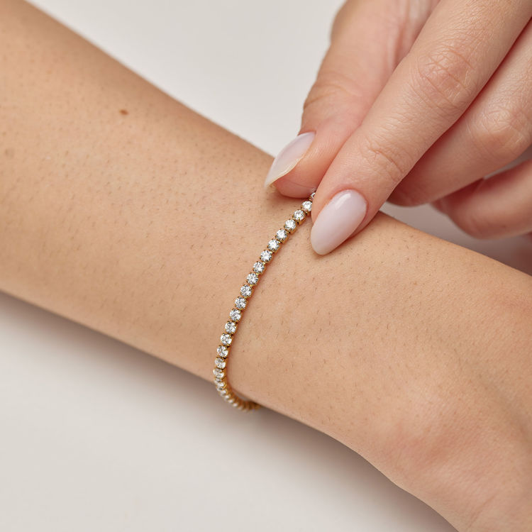 Immagine di Bracciale Tennis Acciaio Rifinitura Oro Desideri Brosway | BEI100