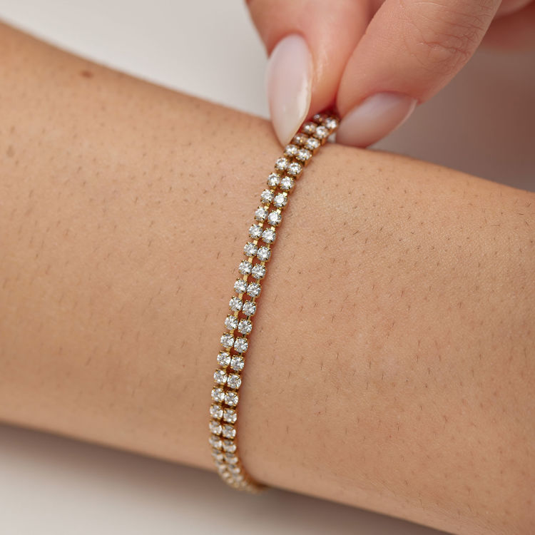 Immagine di Bracciale Tennis Acciaio Rifinitura Oro Desideri Brosway | BEI097
