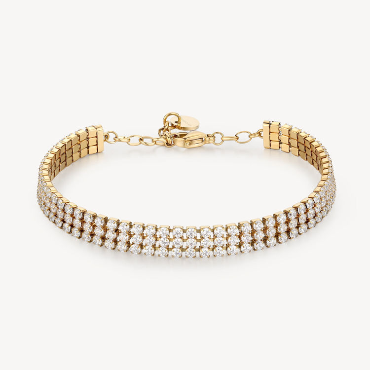 Immagine di Bracciale Tennis Acciaio Rifinitura Oro Desideri Brosway | BEI092