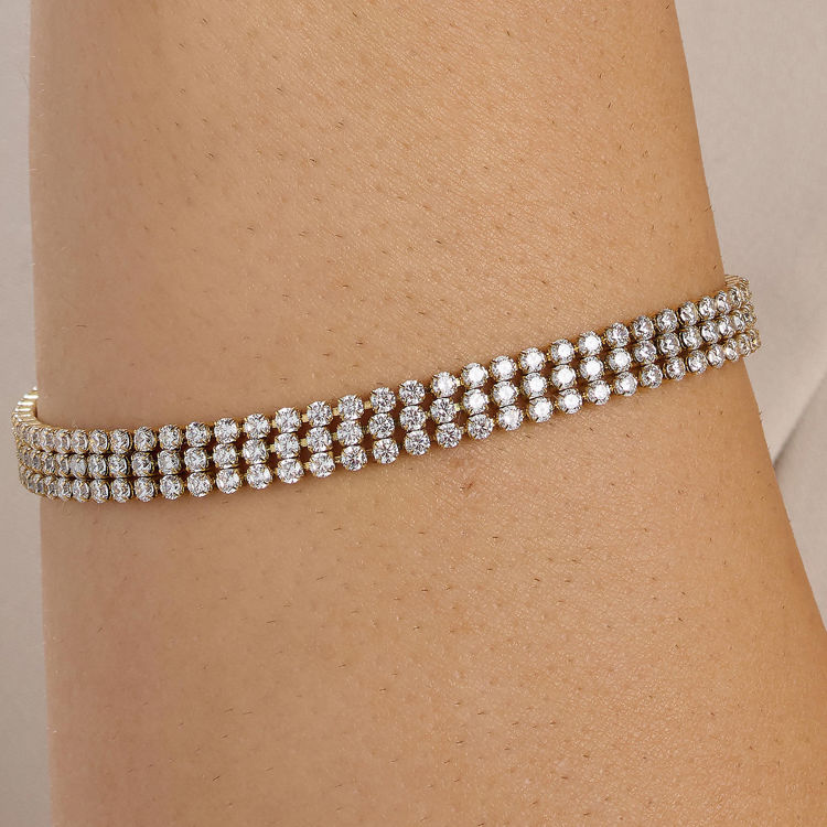 Immagine di Bracciale Tennis Acciaio Rifinitura Oro Desideri Brosway | BEI092