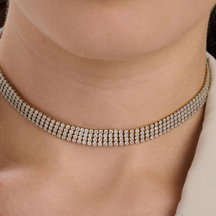 Immagine di Collana Choker Con Zirconi Finitura Dorata Brosway | BEIN020