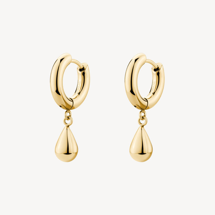 Immagine di Orecchini Perfect Cerchietto Dorati Con Pendente Goccia Gioielli Brosway | BPC45