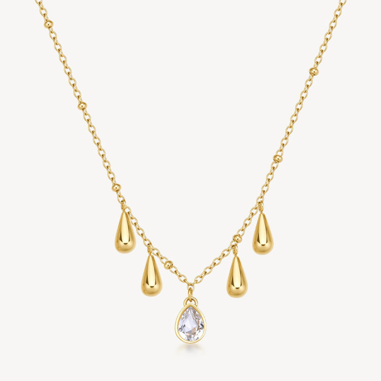 Immagine di Collana Perfect Dorata Con Pendenti Goccia E Cristallo Brosway | BPC39
