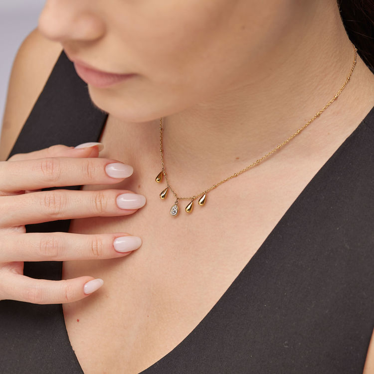Immagine di Collana Perfect Dorata Con Pendenti Goccia E Cristallo Brosway | BPC39