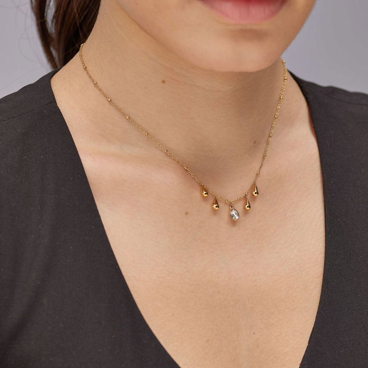 Immagine di Collana Perfect Dorata Con Pendenti Goccia E Cristallo Brosway | BPC39