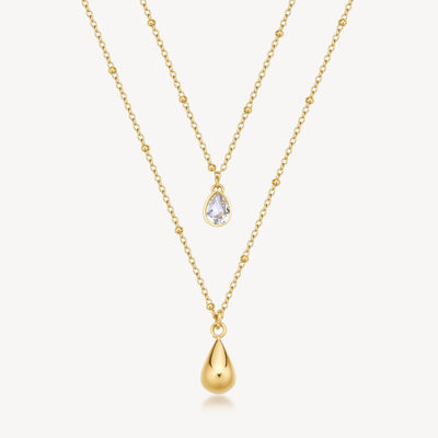 Immagine di Collana Perfect Dorata Doppio Filo Con Pendenti Goccia E Cristallo Brosway | BPC37