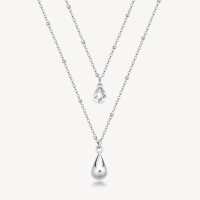 Immagine di Collana Perfect Doppio Filo Con Pendenti Goccia E Cristallo Brosway | BPC36