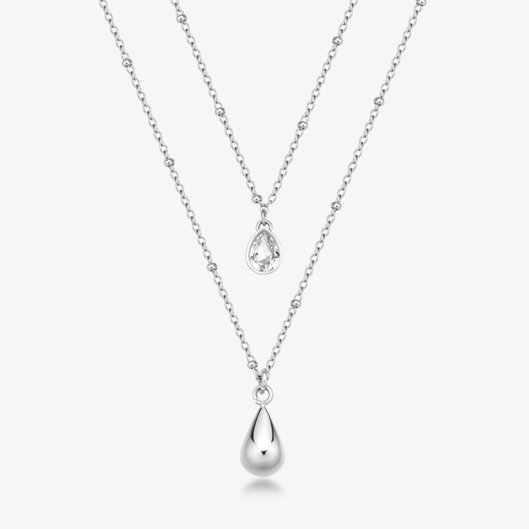 Immagine di Collana Perfect Doppio Filo Con Pendenti Goccia E Cristallo Brosway | BPC36