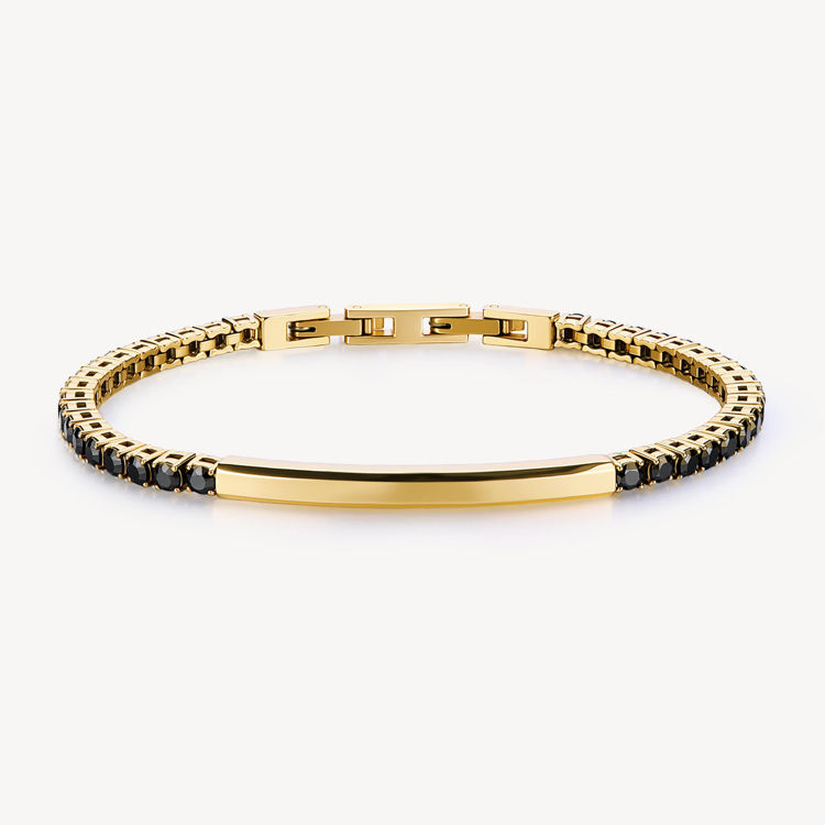 Immagine di Bracciale Uomo Avantgarde Dorato Tennis Nero Brosway | BVD37