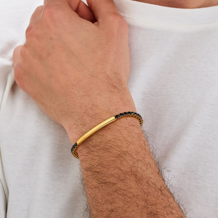 Immagine di Bracciale Uomo Avantgarde Dorato Tennis Nero Brosway | BVD37