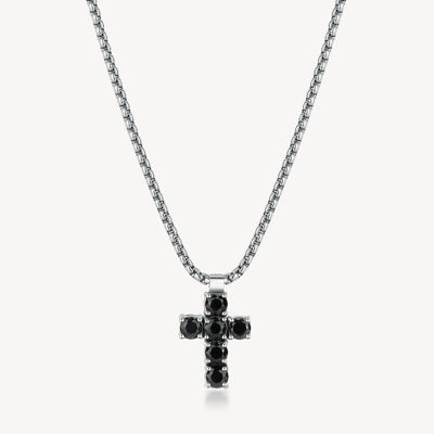 Immagine di Collana Uomo In Acciaio Avantgarde Croce Zirconi Neri Brosway | BVD03