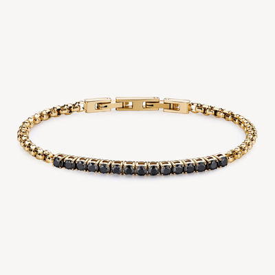 Immagine di Bracciale Uomo Avantgarde Dorato Catena Maglia Veneziana E Tennis Nero Brosway | BVD29