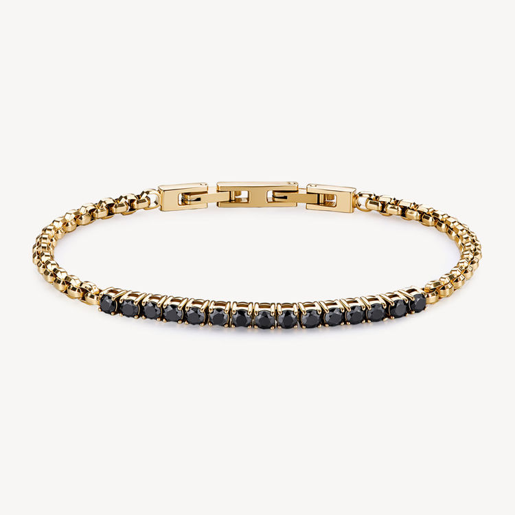 Immagine di Bracciale Uomo Avantgarde Dorato Catena Maglia Veneziana E Tennis Nero Brosway | BVD29