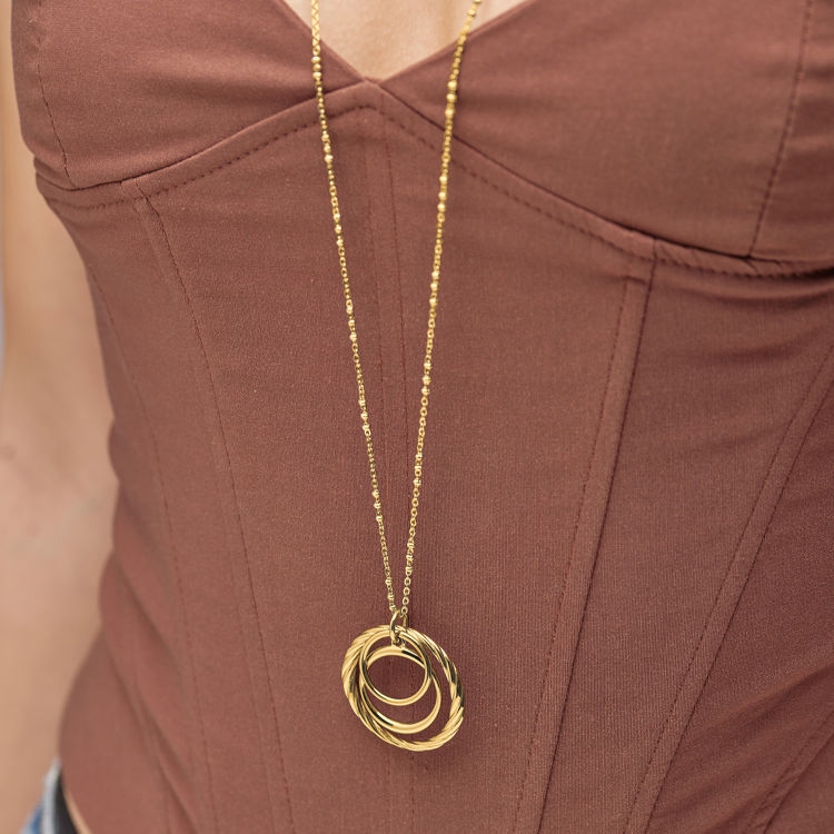 Immagine di Collana Lunga Dorata Amy In Acciaio Con Pendente Brosway | BAY07
