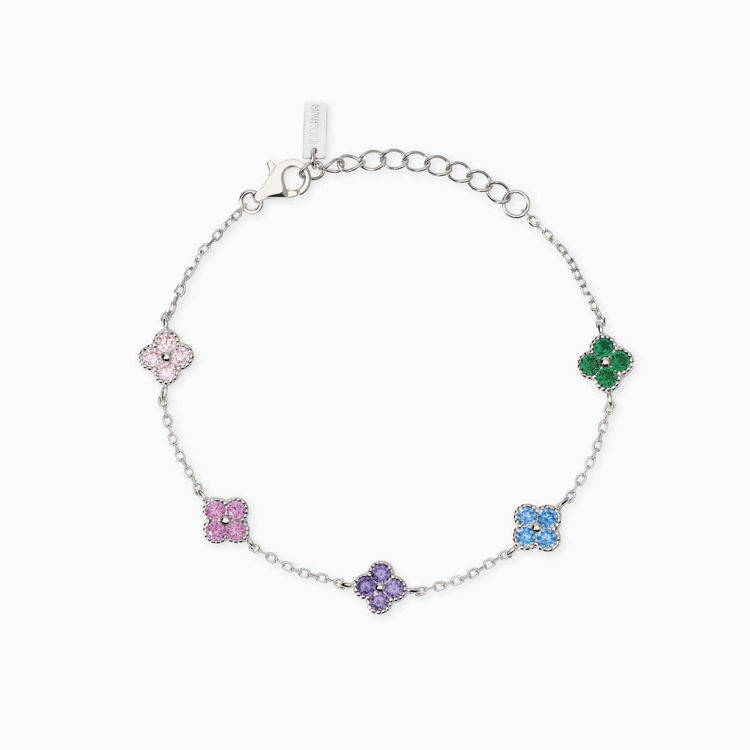 Immagine di Bracciale In Argento Con Fiori Multicolor Gioielli Mabina | 534061