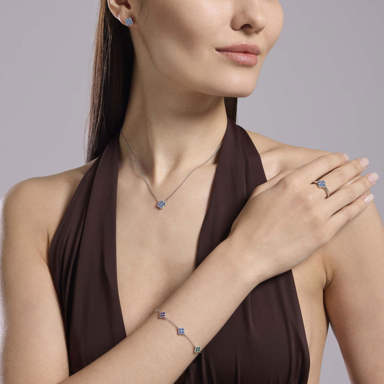Immagine di Bracciale In Argento Con Fiori Multicolor Gioielli Mabina | 534061