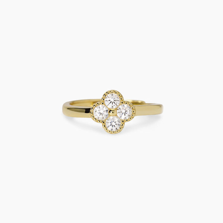 Immagine di Anello Dorato Con Fiore In Zirconi Gioielli Mabina |  523454
