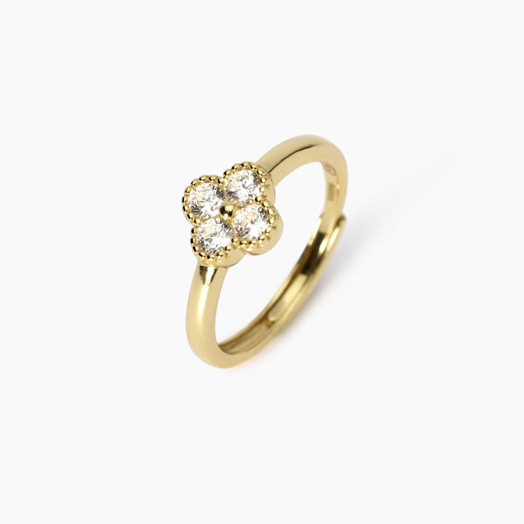Immagine di Anello Dorato Con Fiore In Zirconi Gioielli Mabina |  523454