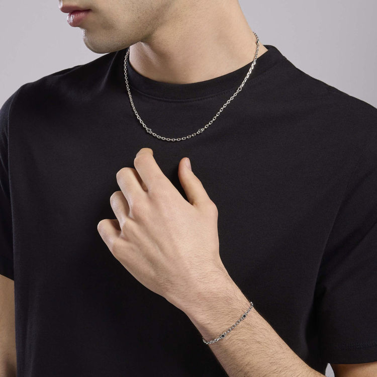Immagine di Collana Uomo Con Catena Forzatina E Zirconi Gioielli Mabina | 553767