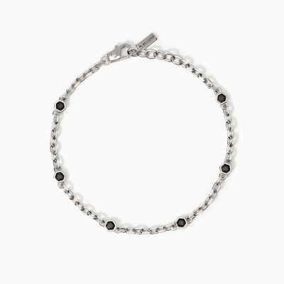 Immagine di Bracciale Uomo Con Catena Forzatina E Zirconi Gioielli Mabina | 534002