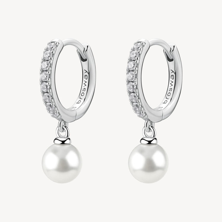 Immagine di Orecchini A Cerchio Con Pendente Perla Infinite White Gioielli Brosway Fancy | FIW144