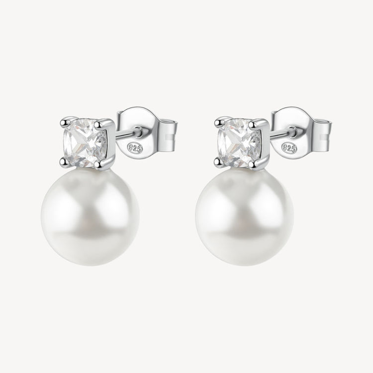 Immagine di Orecchini A Lobo Con Perla E Zircone Infinite White Gioielli Brosway Fancy | FIW145
