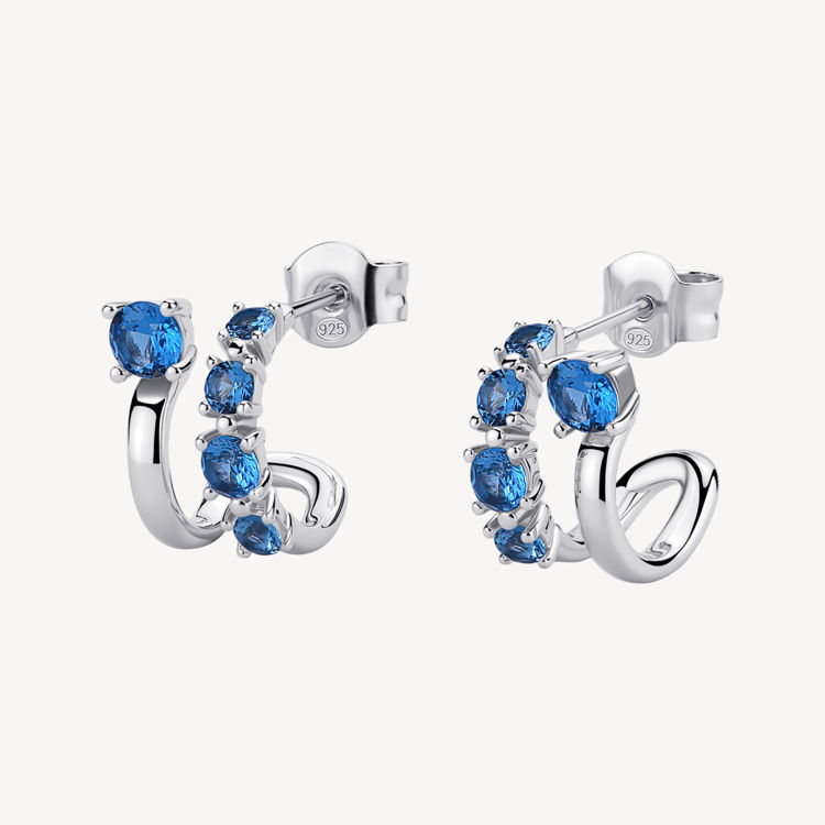 Immagine di Orecchini A Cerchio Con Zirconi Freedom Blue Gioielli Brosway Fancy | FFB123